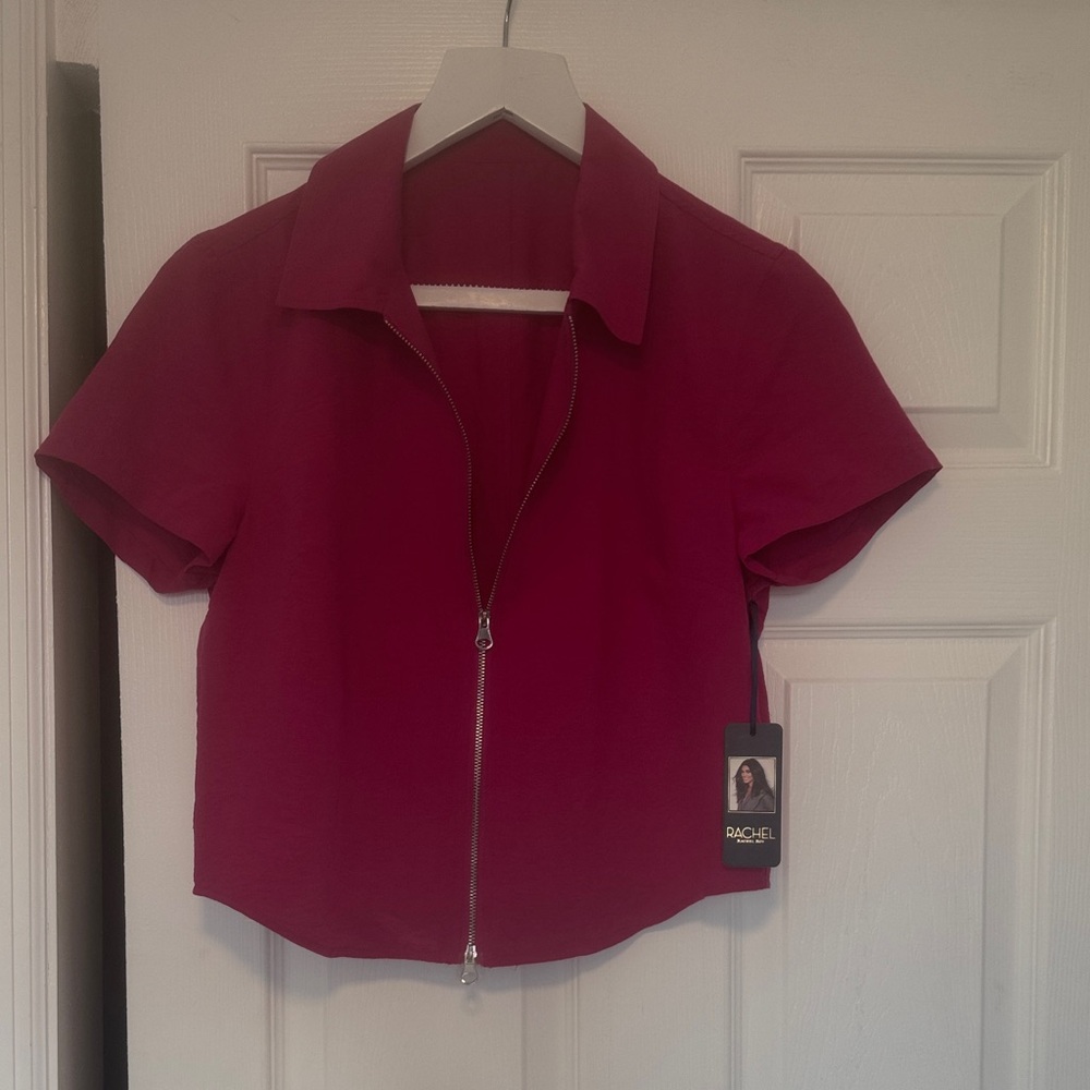 RACHEL Rachel Roy Pink Zip-Up Blouse